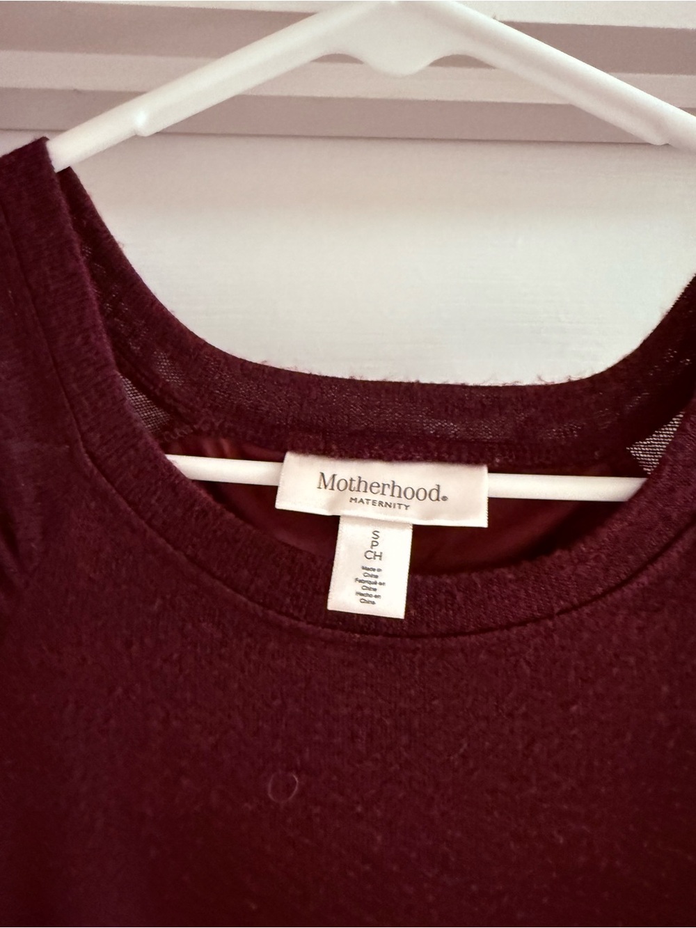 Motherhood Maternity Burgundy Long Sleeve Scoop Neck Dress